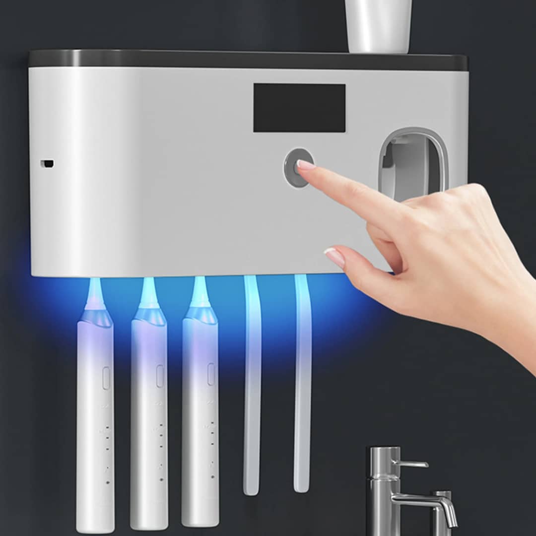🦷 Stérilisateur mural UV pour brosses à dents – Hygiène et modernité dans votre salle de bain !