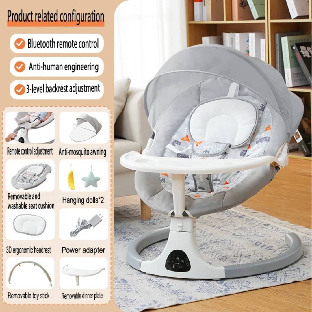 🌟 Balancelle Électrique Bébé avec Bluetooth – Confort, Sécurité et Douceur pour Votre Trésor