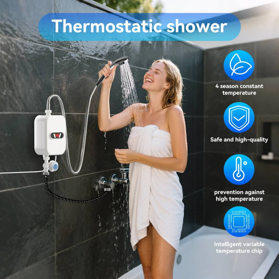 🚿 Mini Chauffe-Eau Électrique Instantané – Douche Confortable en Quelques Secondes !