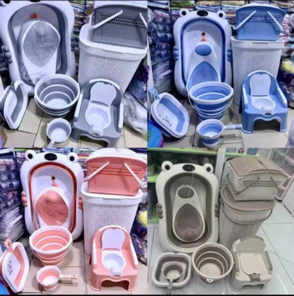 Kit de Bain Bébé Pliable 6 en 1 – Le Compagnon Idéal des Jeunes Parents 👶🛁