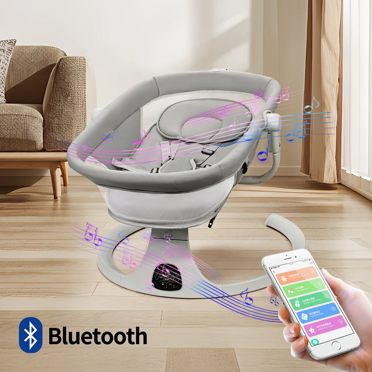 👶💤 Balancelle Électrique Bébé avec Capote – Confort, Éveil & Détente