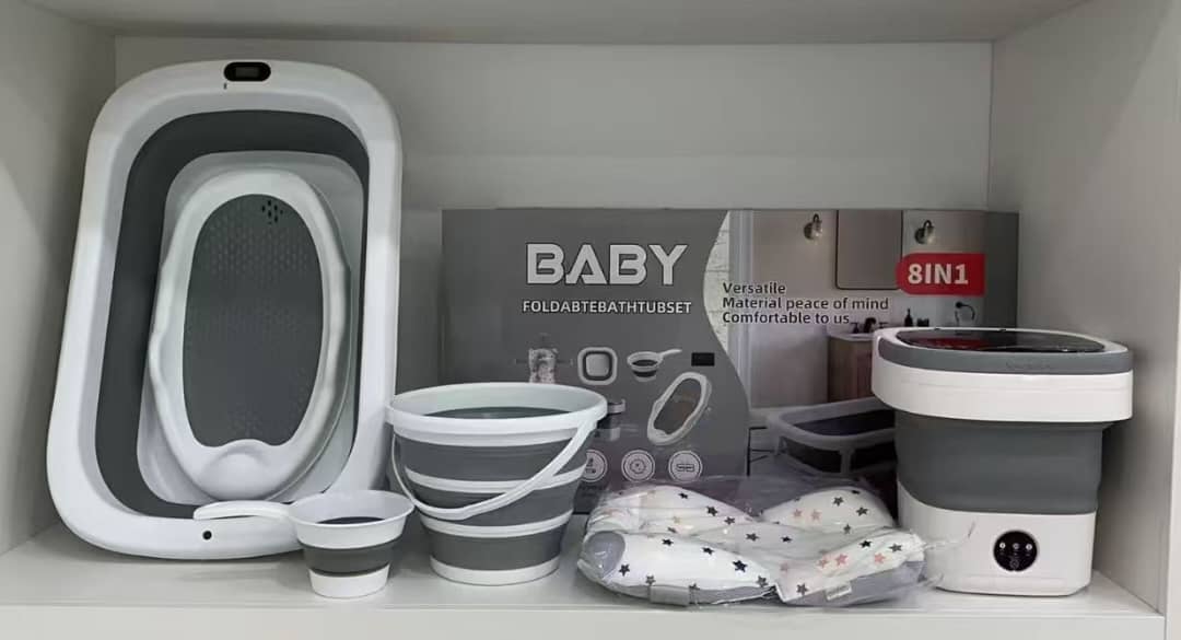 🛁👶 Baignoire Bébé Pliable 8-en-1 – Confort, Praticité & Gain de Place
